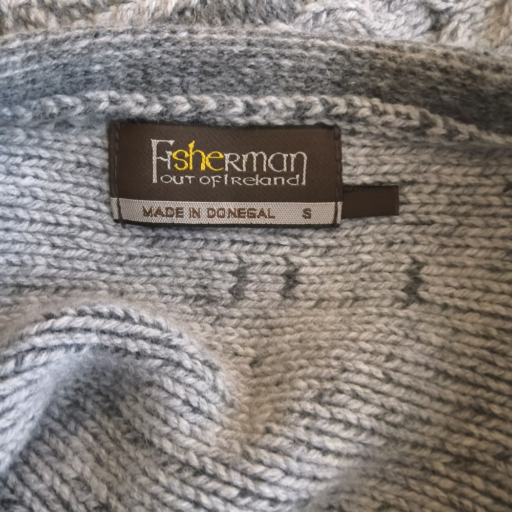 Fisherman Out of Ireland Geelong Lambswool Knit Sweater S Made Ireland - Picture 6 of 9